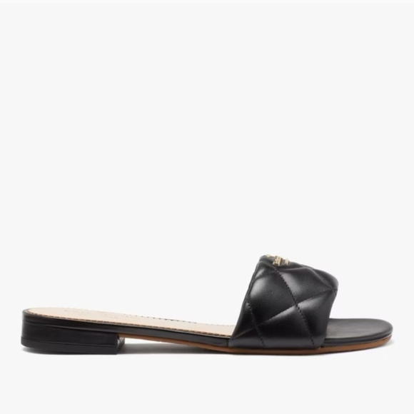 Kate Spade Pillow Sandal Women’s 9.5B Black Flats Quilted Slip On EU 40 - Picture 2 of 10